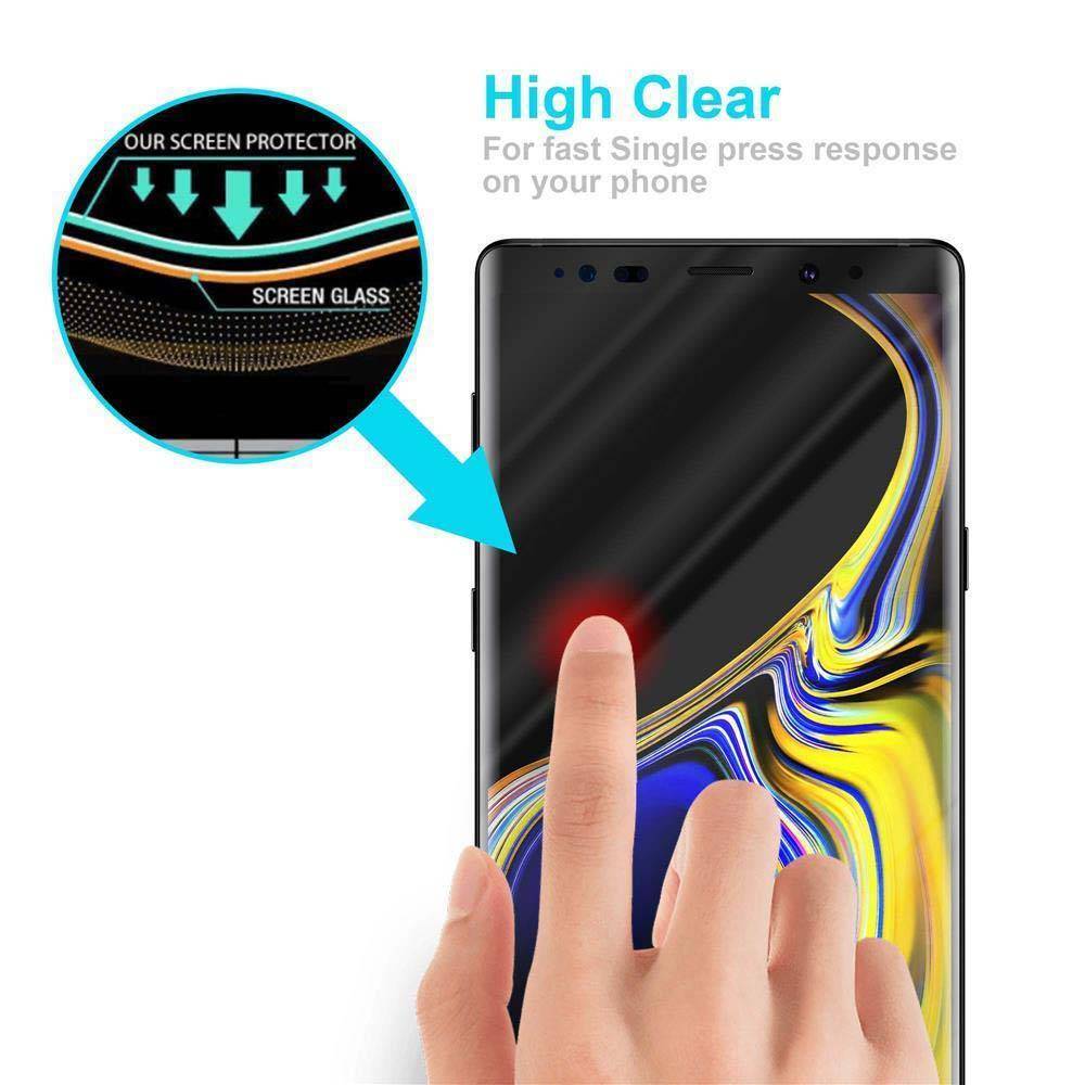 Cadorabo Vollbild Folie für Samsung Galaxy NOTE 9 in TRANSPARENT mit SCHWARZ - Gehärtetes Display-Schutzglas (RETAIL PACKAGING)