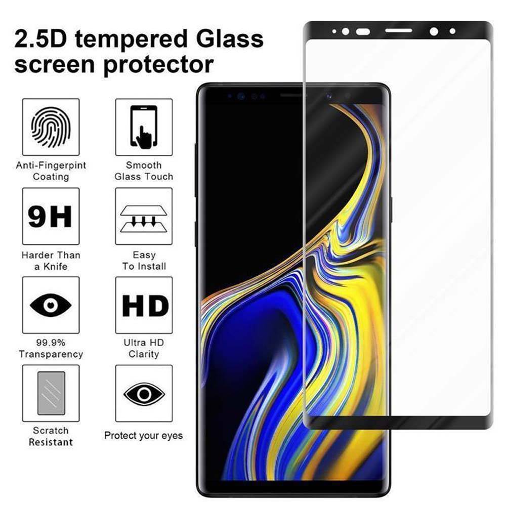 Cadorabo Vollbild Folie für Samsung Galaxy NOTE 9 in TRANSPARENT mit SCHWARZ - Gehärtetes Display-Schutzglas (RETAIL PACKAGING)
