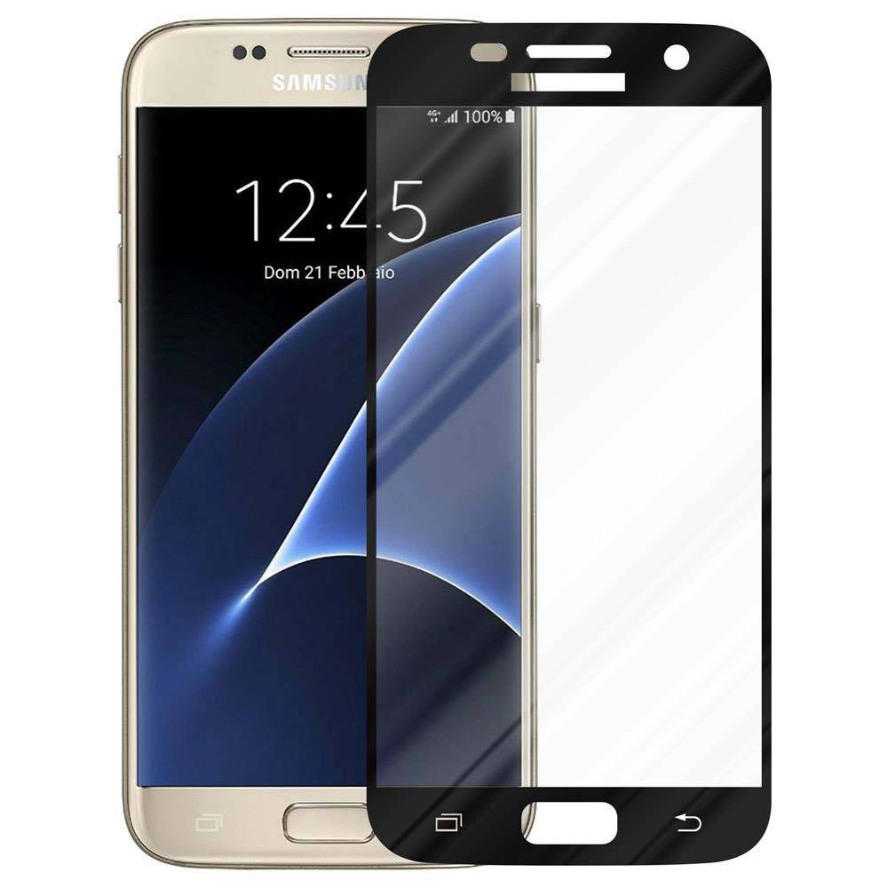 Cadorabo Vollbild Folie für Samsung Galaxy S7 in TRANSPARENT mit SCHWARZ - Gehärtetes Display-Schutzglas (RETAIL PACKAGING)