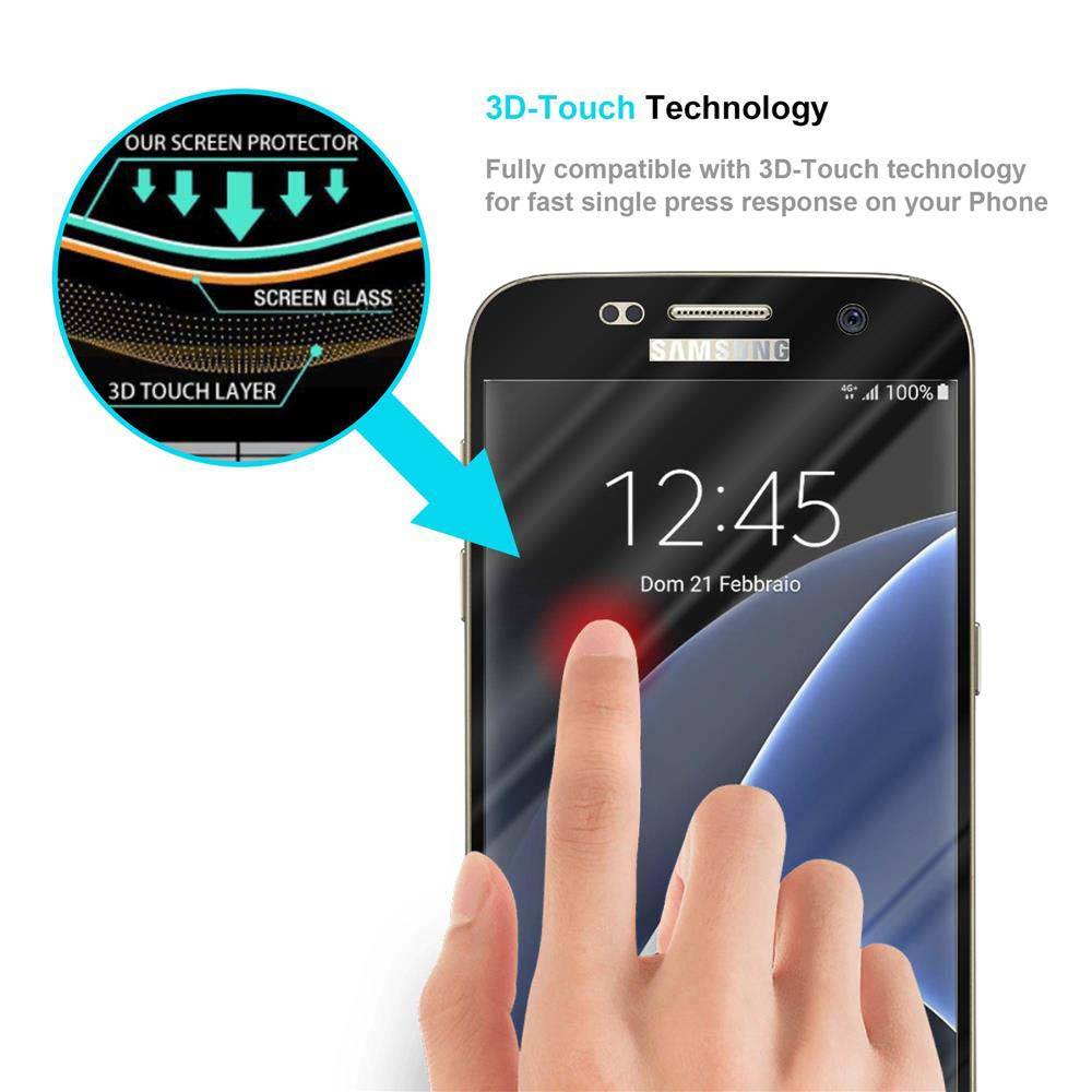 Cadorabo Vollbild Folie für Samsung Galaxy S7 in TRANSPARENT mit SCHWARZ - Gehärtetes Display-Schutzglas (RETAIL PACKAGING)