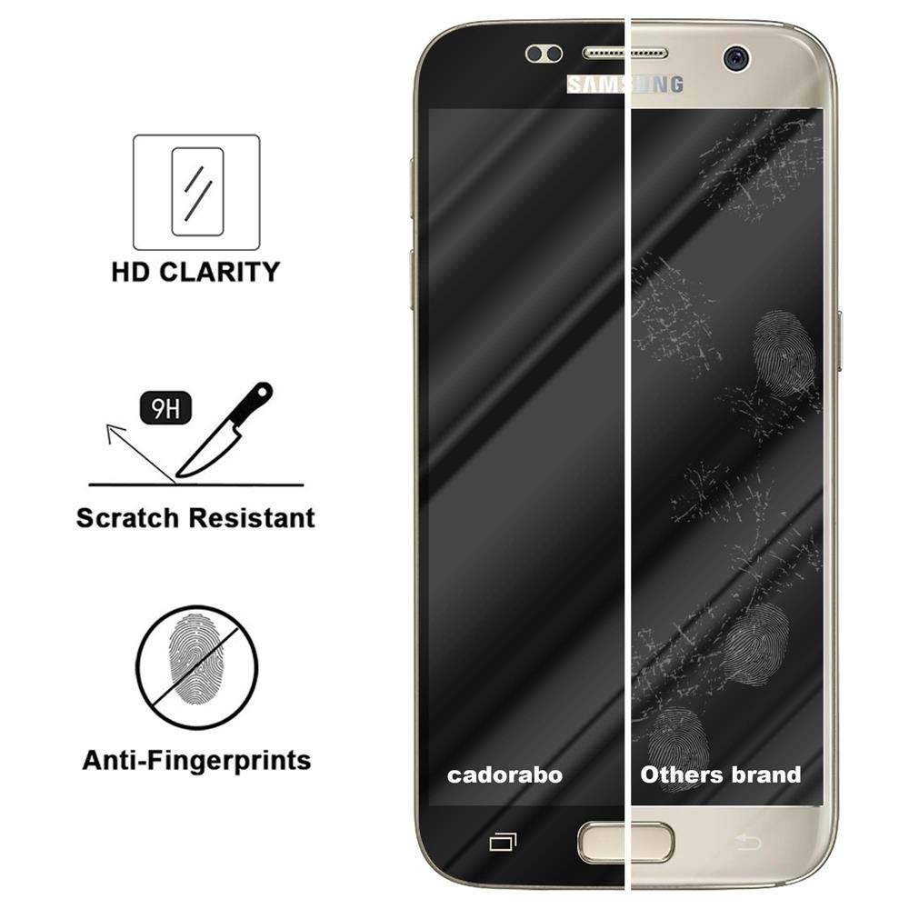 Cadorabo Vollbild Folie für Samsung Galaxy S7 in TRANSPARENT mit SCHWARZ - Gehärtetes Display-Schutzglas (RETAIL PACKAGING)