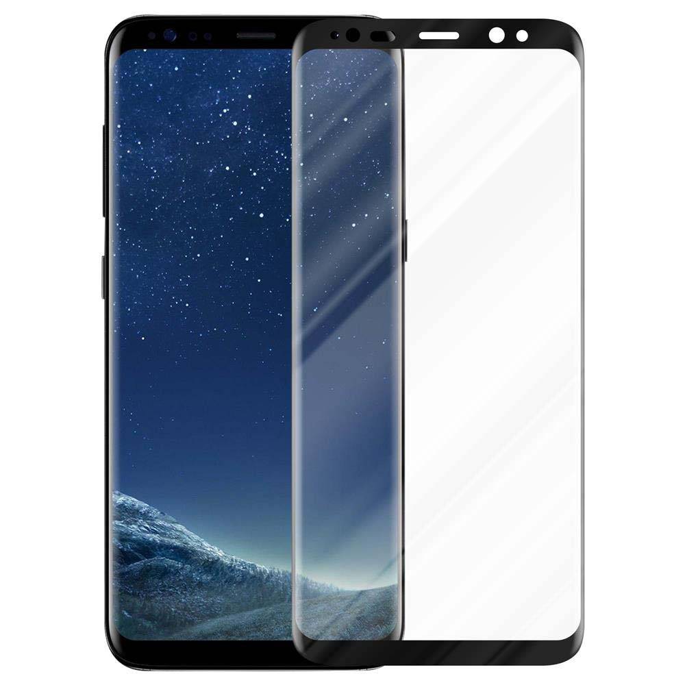 Cadorabo Vollbild Folie für Samsung Galaxy S8 in TRANSPARENT mit SCHWARZ - Gehärtetes Display-Schutzglas (RETAIL PACKAGING)