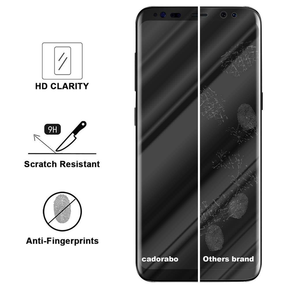Cadorabo Vollbild Folie für Samsung Galaxy S8 in TRANSPARENT mit SCHWARZ - Gehärtetes Display-Schutzglas (RETAIL PACKAGING)