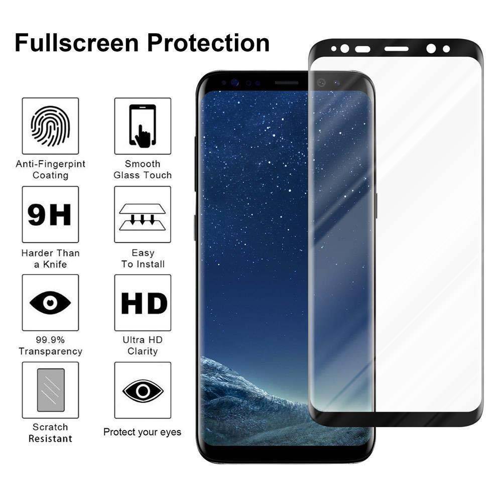 Cadorabo Vollbild Folie für Samsung Galaxy S8 in TRANSPARENT mit SCHWARZ - Gehärtetes Display-Schutzglas (RETAIL PACKAGING)