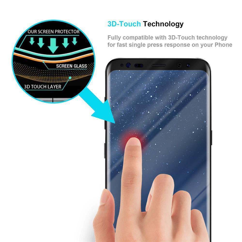Cadorabo Vollbild Folie für Samsung Galaxy S8 in TRANSPARENT mit SCHWARZ - Gehärtetes Display-Schutzglas (RETAIL PACKAGING)