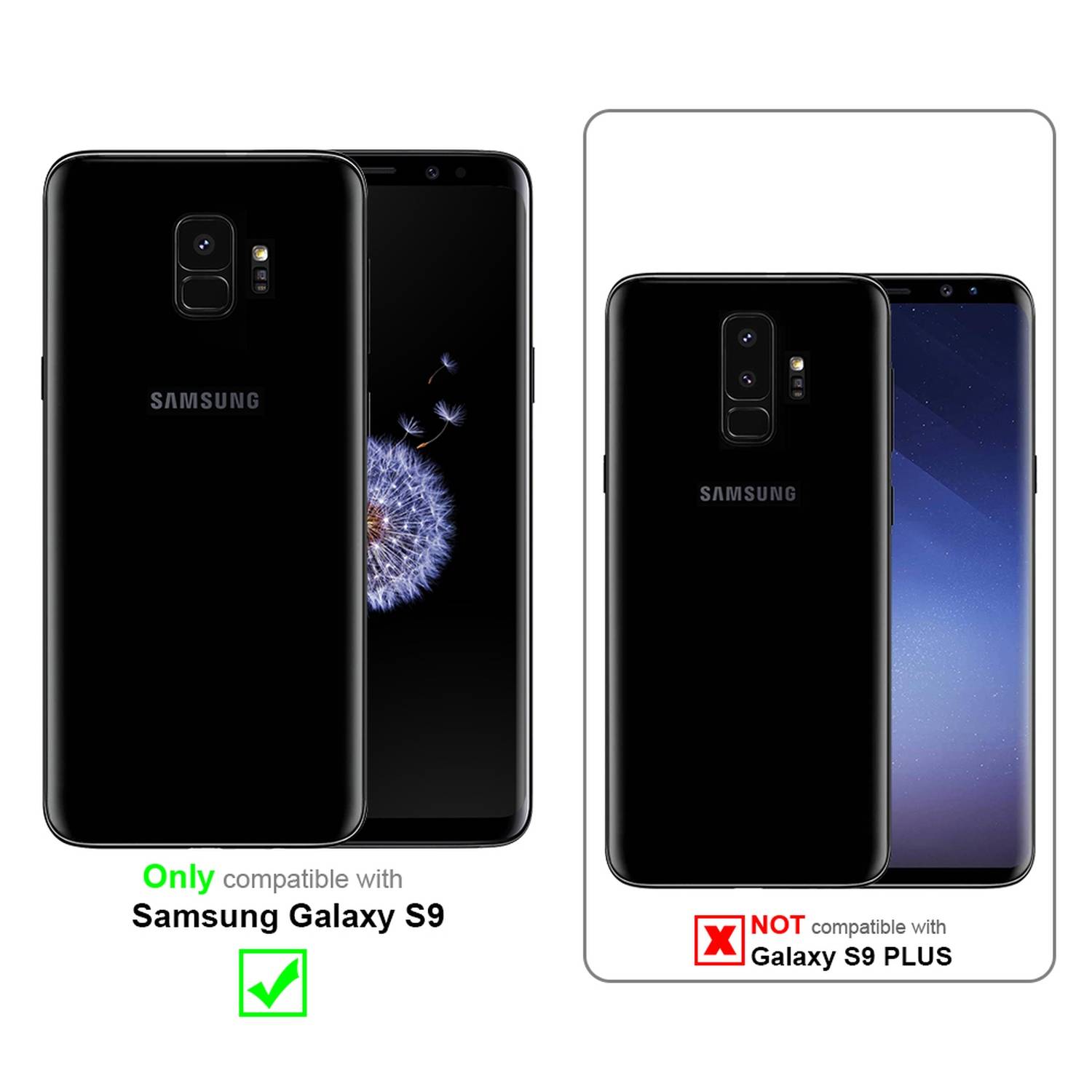 Cadorabo Vollbild Folie für Samsung Galaxy S9 in TRANSPARENT mit SCHWARZ - Gehärtetes Display-Schutzglas (RETAIL PACKAGING)