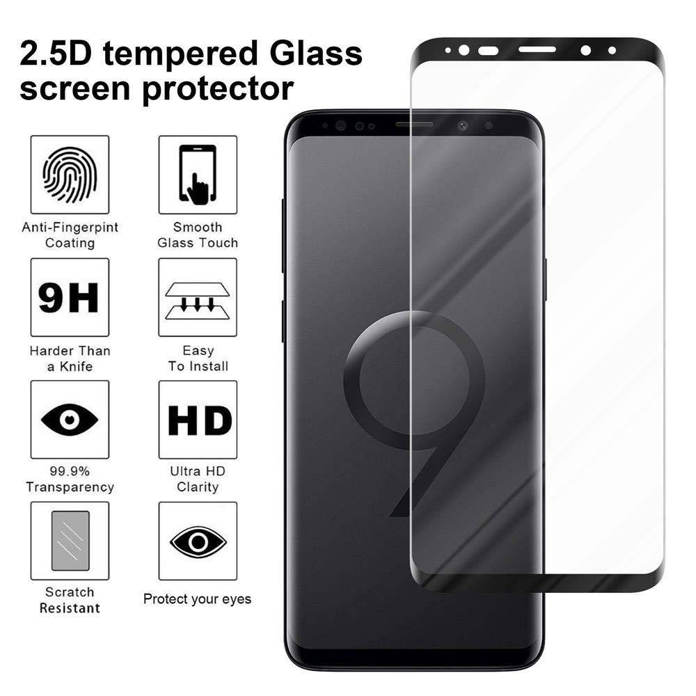 Cadorabo Vollbild Folie für Samsung Galaxy S9 PLUS in TRANSPARENT mit SCHWARZ - Gehärtetes Display-Schutzglas (RETAIL PACKAGING)