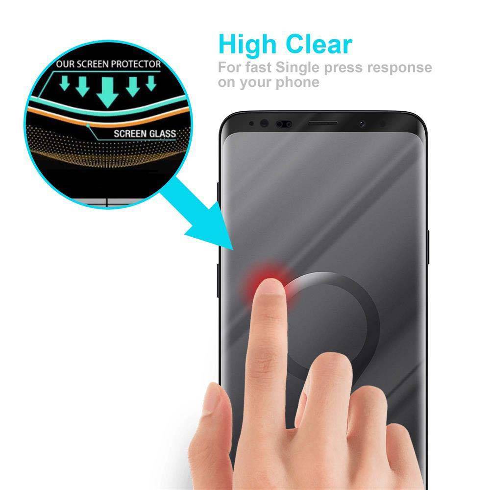Cadorabo Vollbild Folie für Samsung Galaxy S9 PLUS in TRANSPARENT mit SCHWARZ - Gehärtetes Display-Schutzglas (RETAIL PACKAGING)
