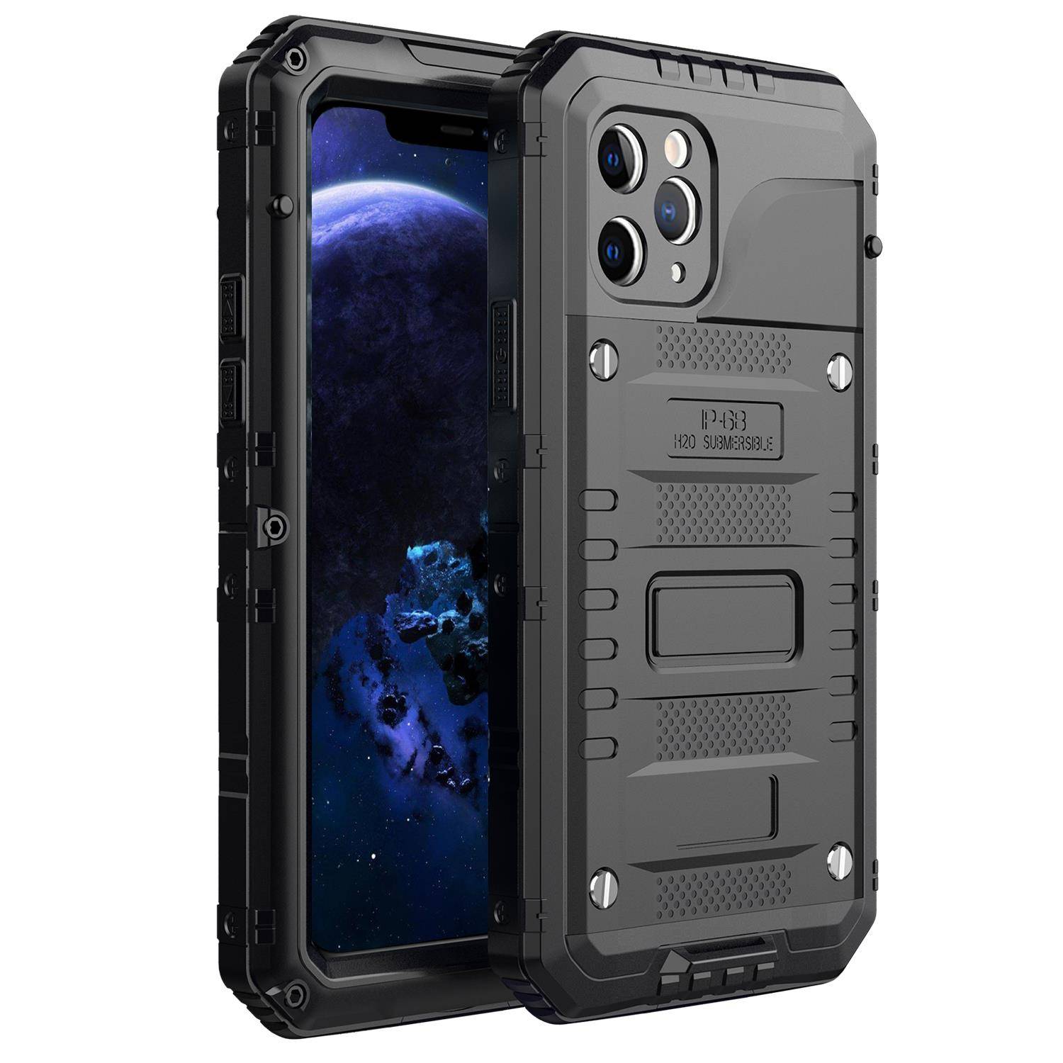 Cadorabo Hülle für Apple iPhone 11 PRO in Schwarz Robuster 360° Displayschutz Outdoor Heavy Duty Schutzhülle