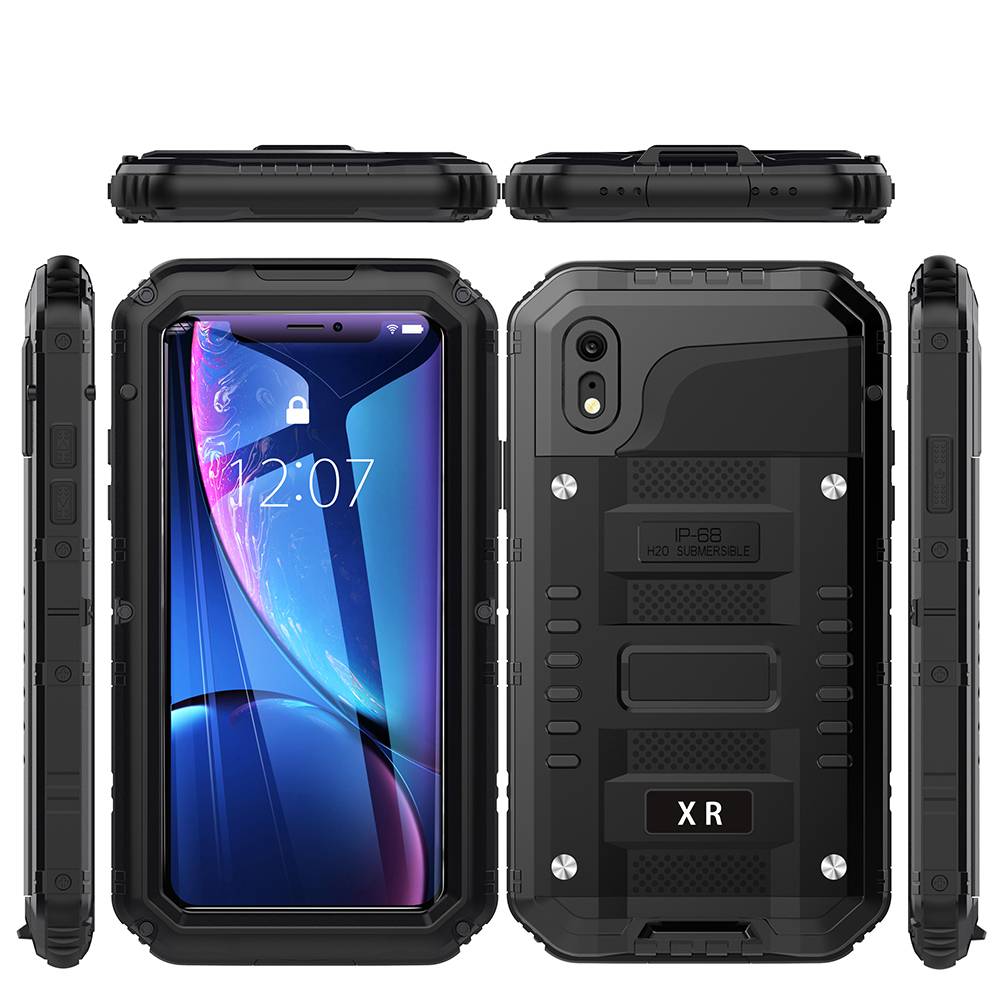 Cadorabo Hülle für Apple iPhone XR in Schwarz Robuster 360° Displayschutz Outdoor Heavy Duty Schutzhülle
