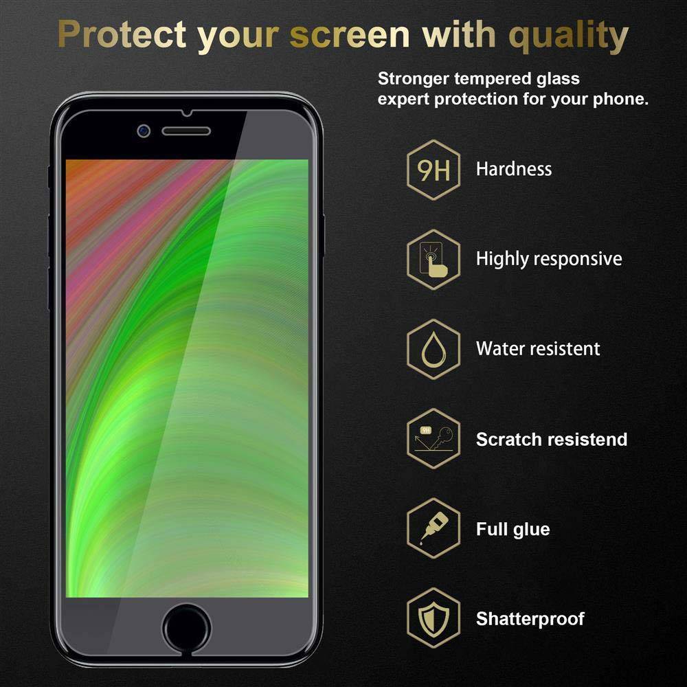 Cadorabo Folie für Apple iPhone 7 / 7S / 8 / SE 2020 in KRISTALL KLAR - Gehärtetes Display-Schutzglas (RETAIL PACKAGING)