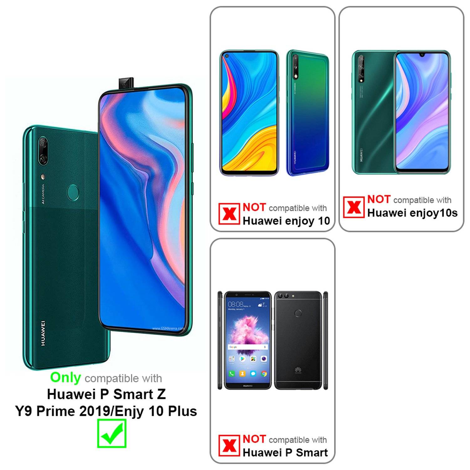 Cadorabo Folie für Huawei P SMART Z / Y9 PRIME 2019 / Enjoy 10 PLUS in KRISTALL KLAR - Gehärtetes Display-Schutzglas (RETAIL PACKAGING)