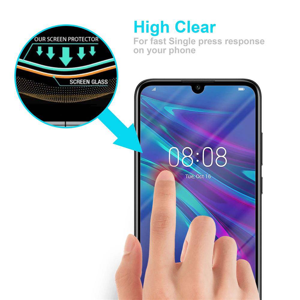 Cadorabo Folie für Huawei Y6 2019 in KRISTALL KLAR - Gehärtetes Display-Schutzglas (RETAIL PACKAGING)
