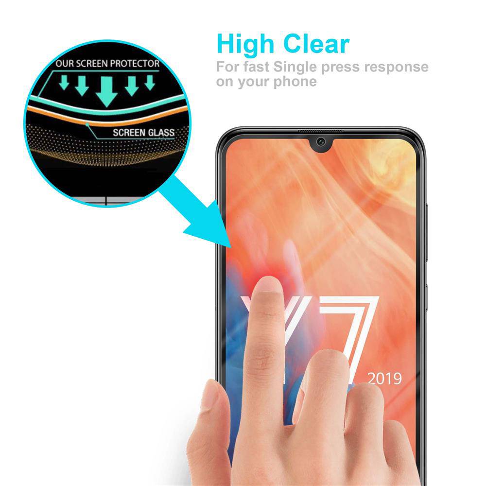 Cadorabo Folie für Huawei Y7 2019 / Y7 PRIME 2019 in KRISTALL KLAR - Gehärtetes Display-Schutzglas (RETAIL PACKAGING)