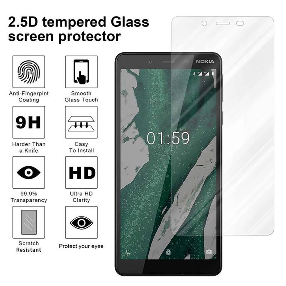 Cadorabo Folie für Nokia 1 PLUS in KRISTALL KLAR - Gehärtetes Display-Schutzglas (RETAIL PACKAGING)