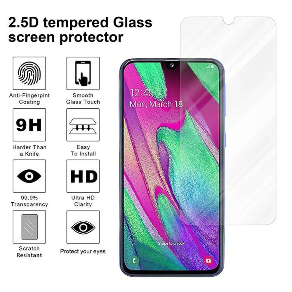 Cadorabo Folie für Samsung Galaxy A40 in KRISTALL KLAR - Gehärtetes Display-Schutzglas (RETAIL PACKAGING)