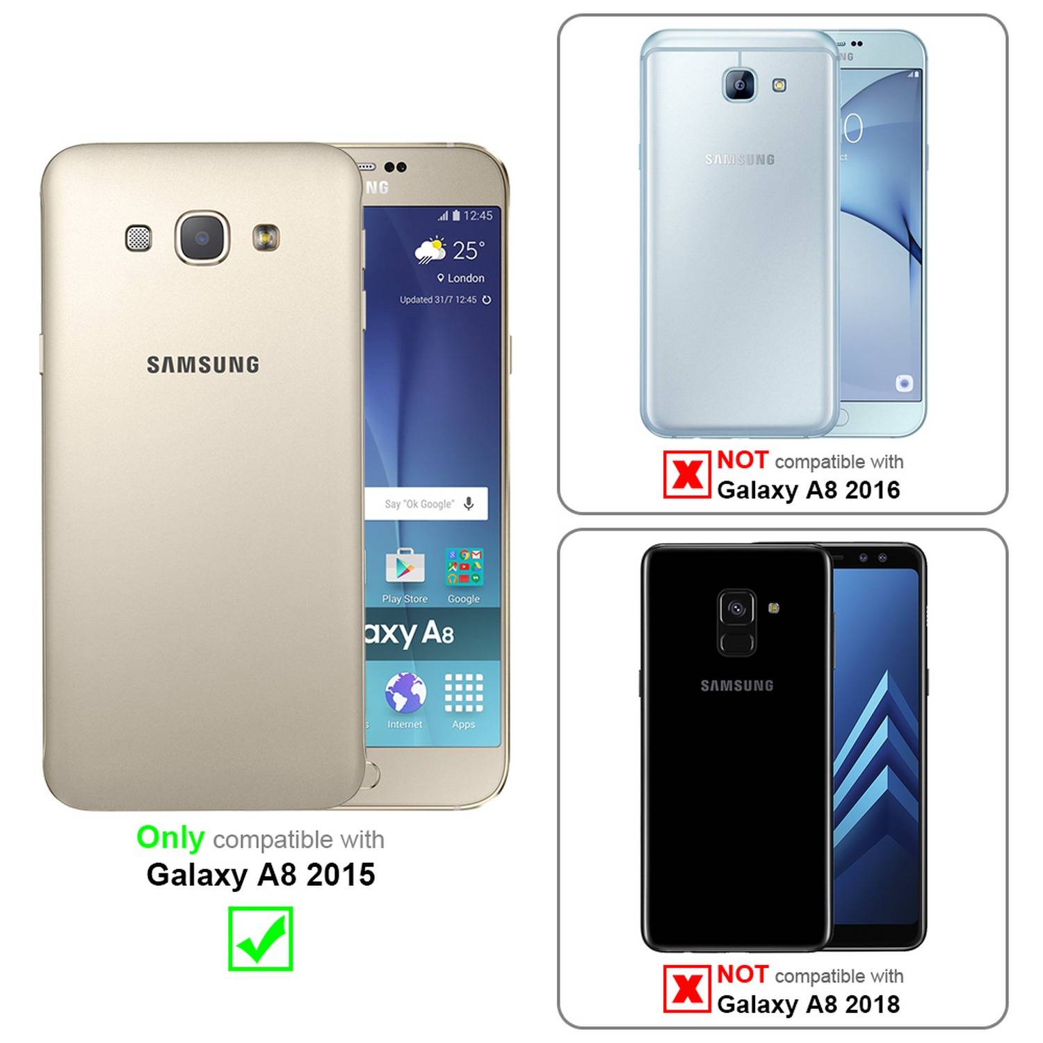 Cadorabo Folie für Samsung Galaxy A8 2015 in KRISTALL KLAR - Gehärtetes Display-Schutzglas (RETAIL PACKAGING)