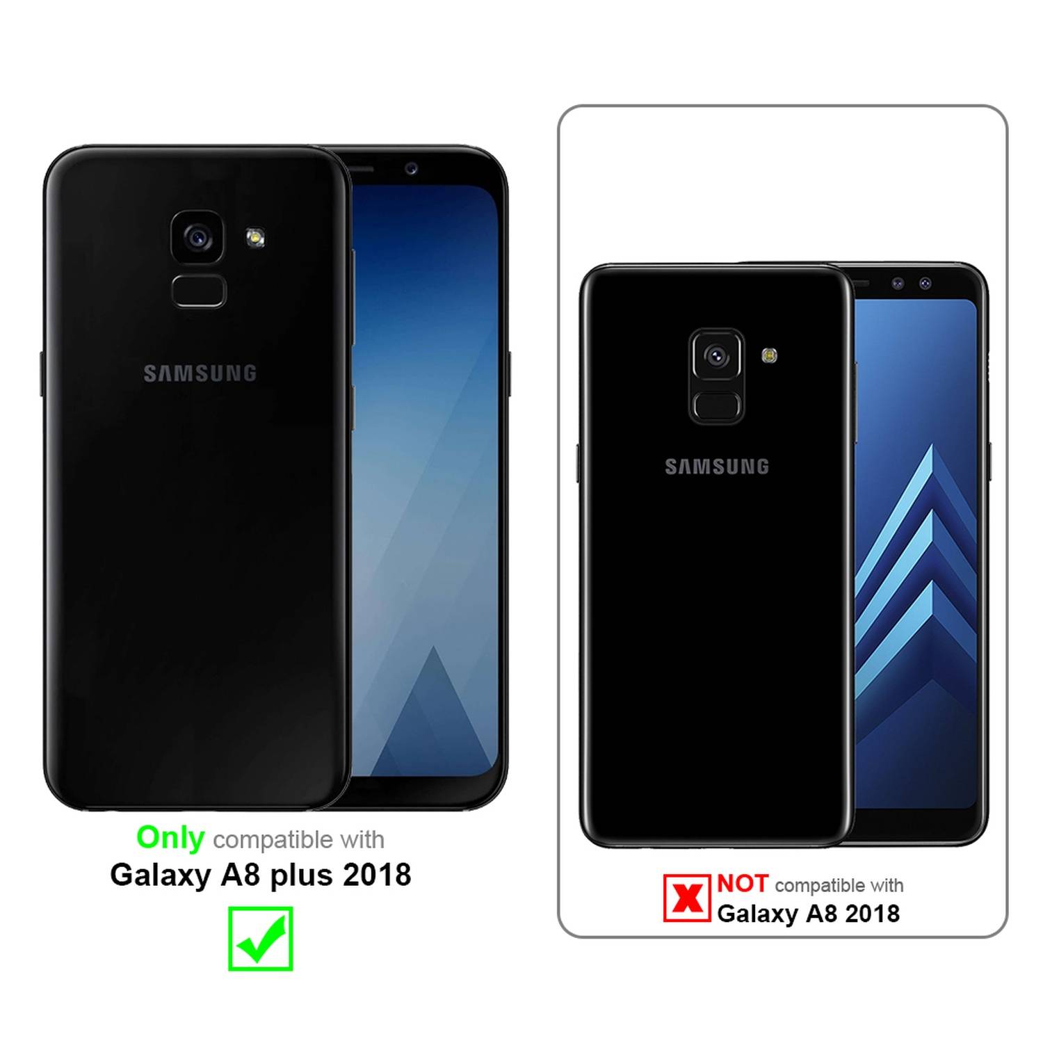 Cadorabo Folie für Samsung Galaxy A8 PLUS 2018 in KRISTALL KLAR - Gehärtetes Display-Schutzglas (RETAIL PACKAGING)