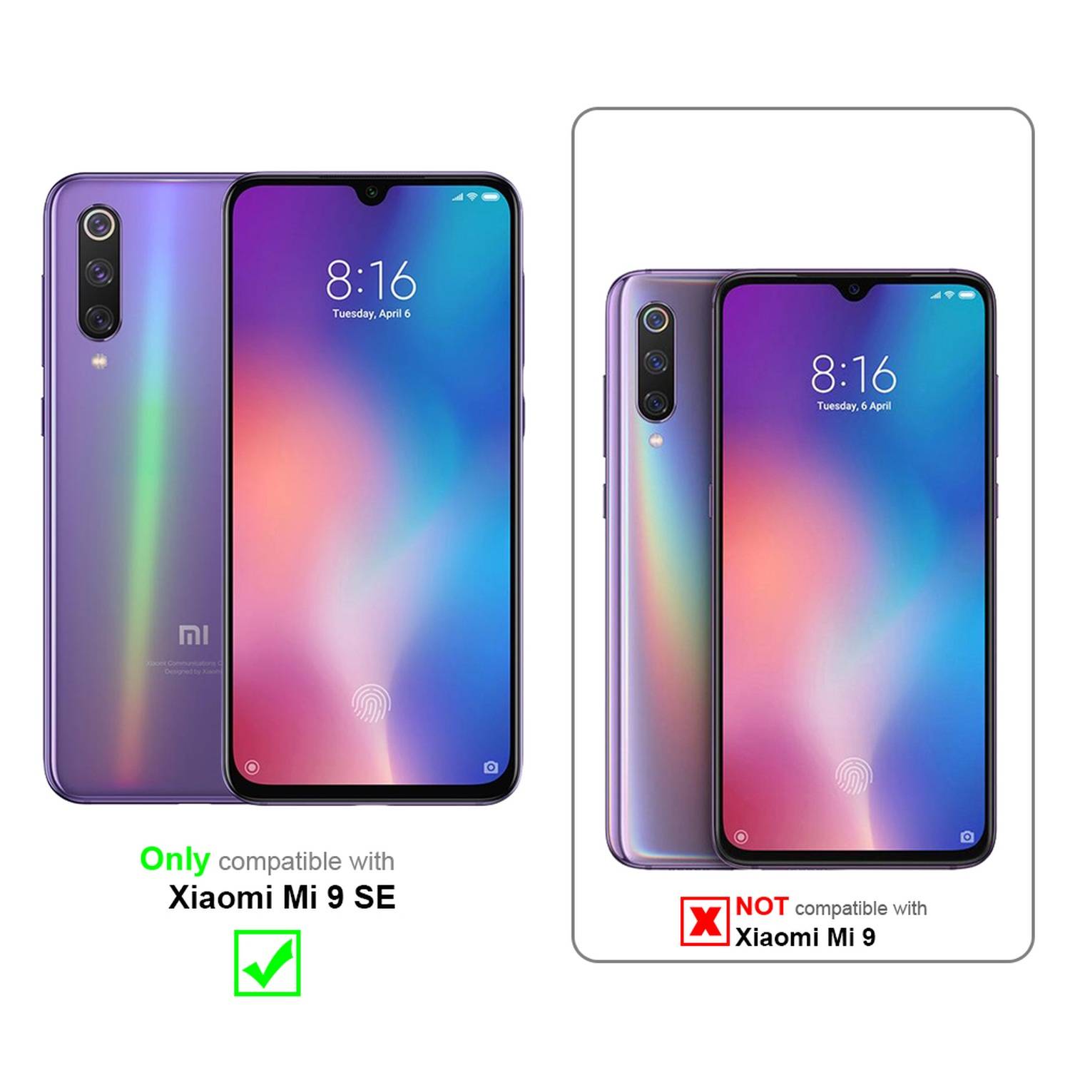 Cadorabo Folie für Xiaomi Mi 9 SE in KRISTALL KLAR - Gehärtetes Display-Schutzglas (RETAIL PACKAGING)
