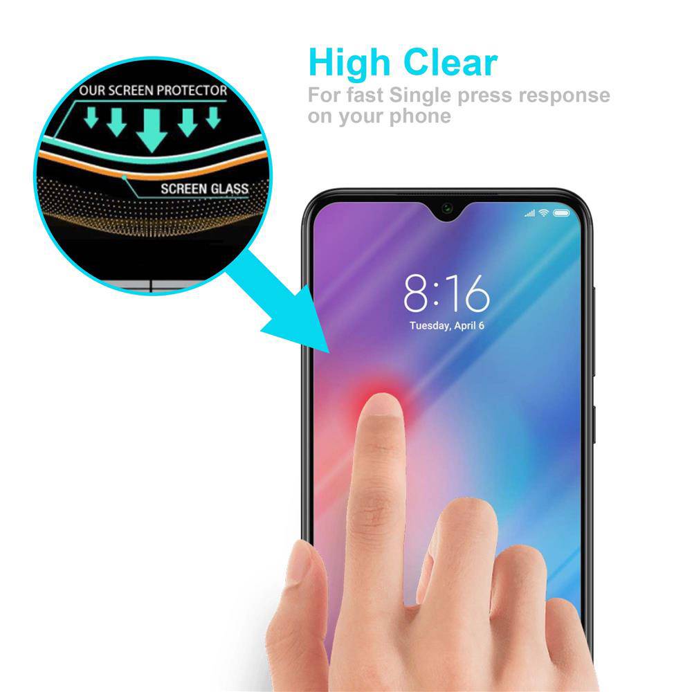 Cadorabo Folie für Xiaomi Mi 9 SE in KRISTALL KLAR - Gehärtetes Display-Schutzglas (RETAIL PACKAGING)