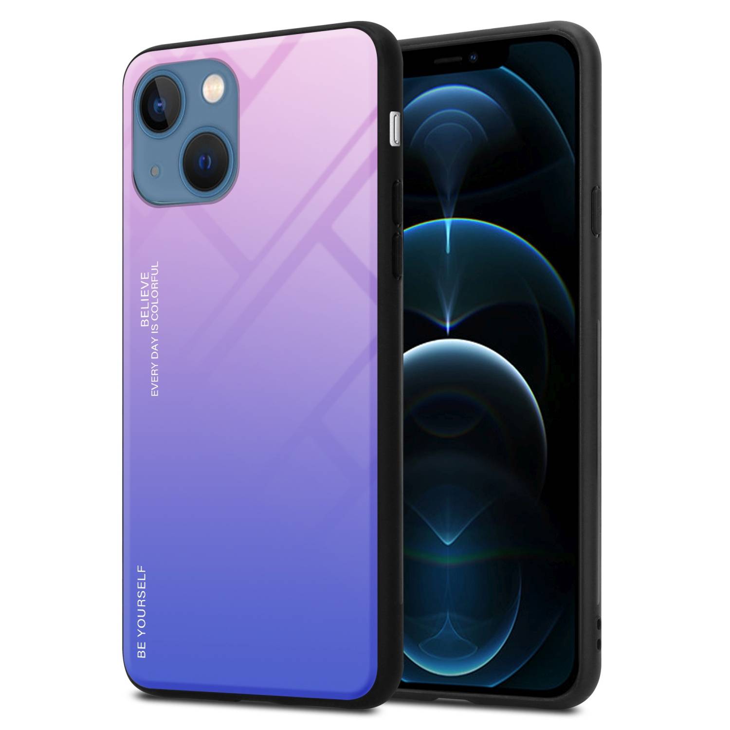 Cadorabo Hülle für Apple iPhone 13 Schutz Hülle in Schwarz Handyhülle TPU Etui Cover Case Tempered Glas