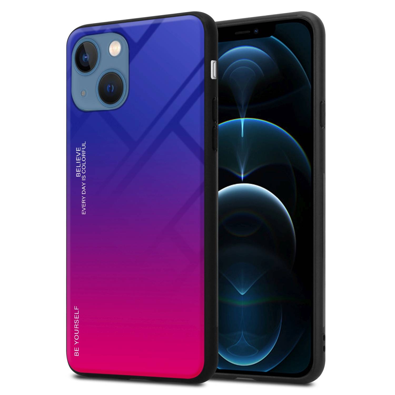 Cadorabo Hülle für Apple iPhone 13 MINI Schutz Hülle in Schwarz Handyhülle TPU Etui Cover Case Tempered Glas