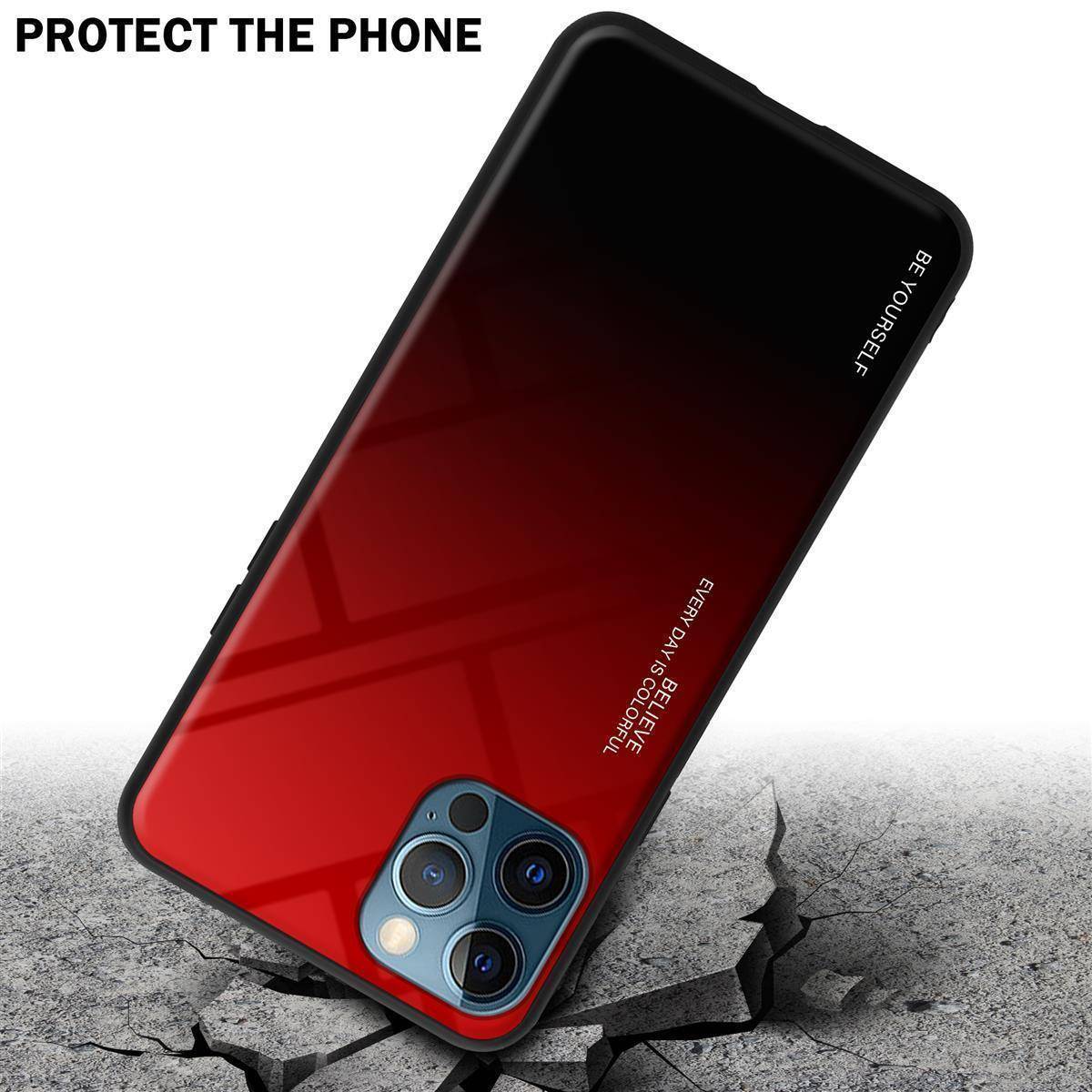 Cadorabo Hülle für Apple iPhone 13 MINI Schutz Hülle in Schwarz Handyhülle TPU Etui Cover Case Tempered Glas