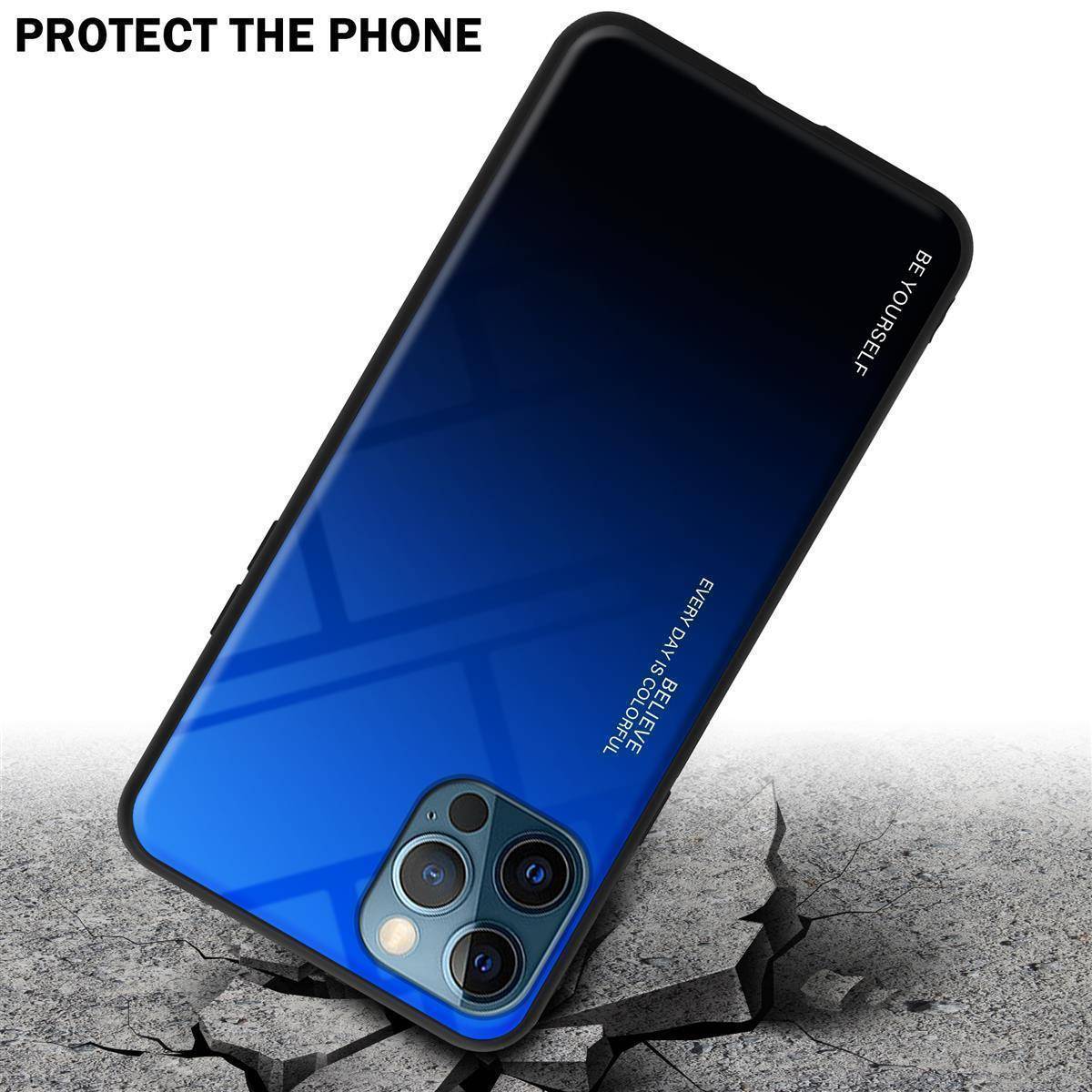 Cadorabo Hülle für Apple iPhone 13 PRO Schutz Hülle in Schwarz Handyhülle TPU Etui Cover Case Tempered Glas