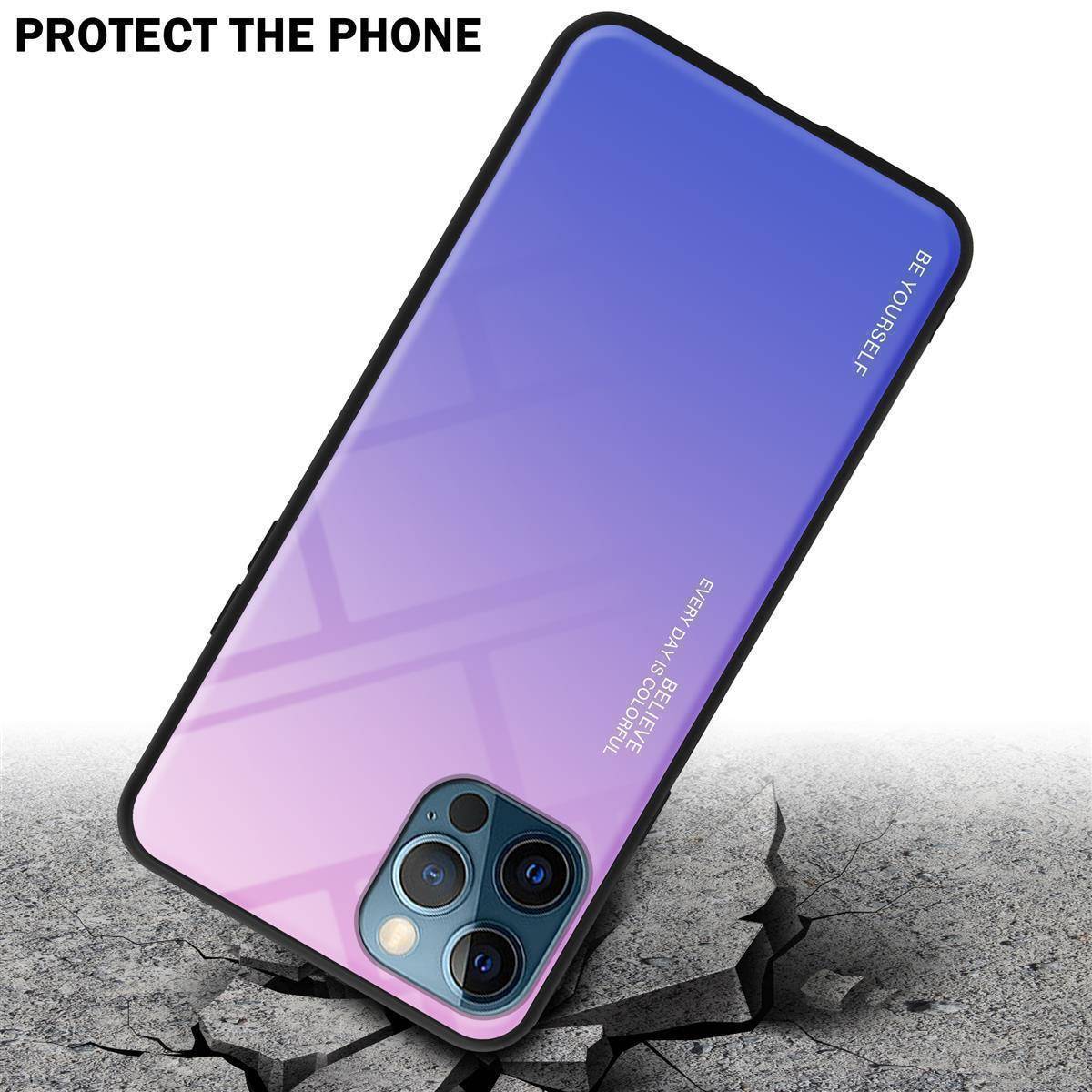 Cadorabo Hülle für Apple iPhone 13 PRO Schutz Hülle in Schwarz Handyhülle TPU Etui Cover Case Tempered Glas