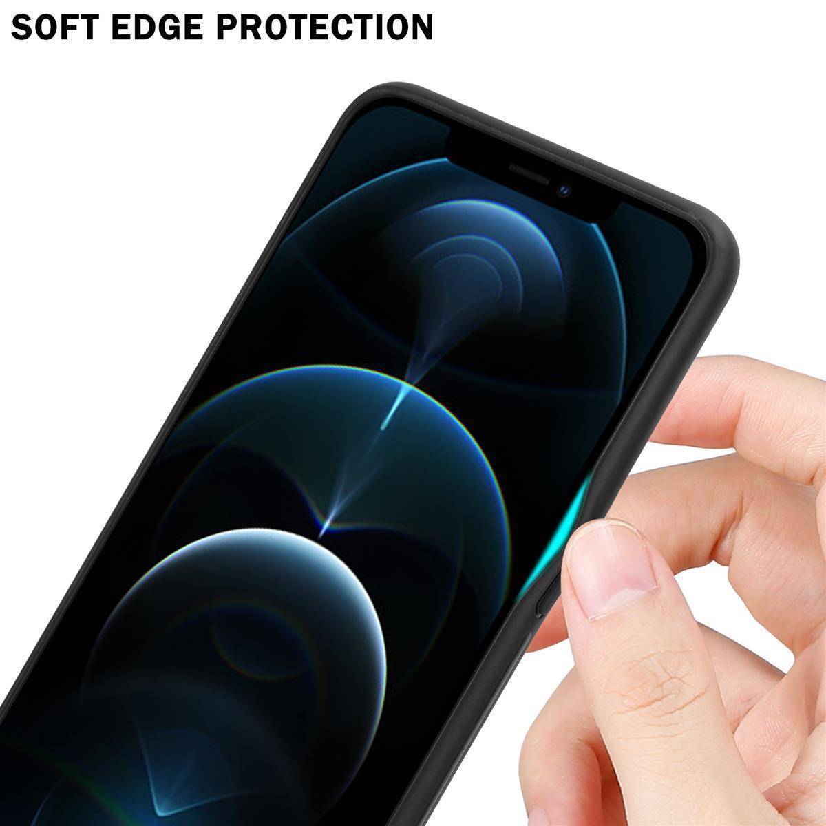 Cadorabo Hülle für Apple iPhone 13 PRO MAX Schutz Hülle in Schwarz Handyhülle TPU Etui Cover Case Tempered Glas