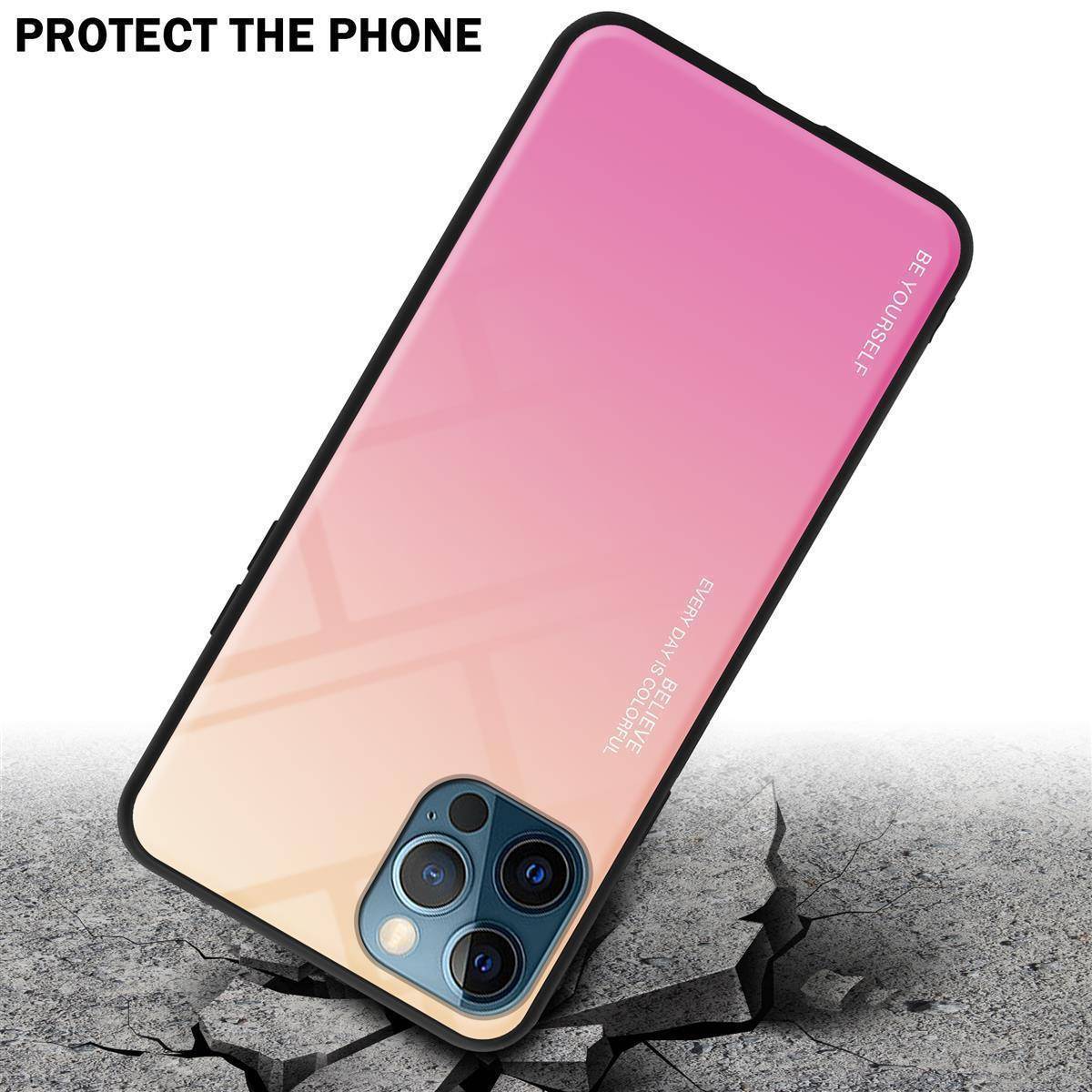 Cadorabo Hülle für Apple iPhone 13 PRO MAX Schutz Hülle in Schwarz Handyhülle TPU Etui Cover Case Tempered Glas