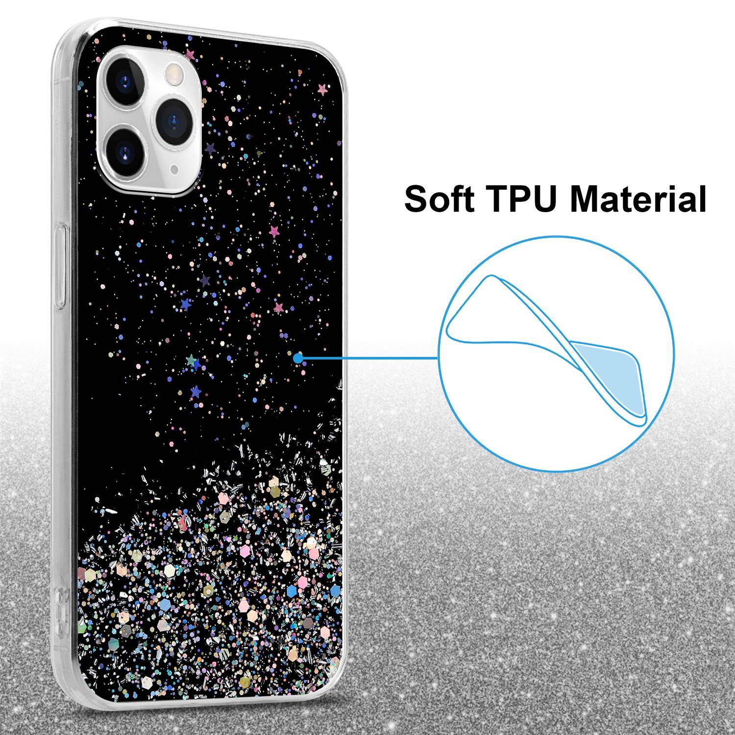 Cadorabo Hülle für Apple iPhone 11 Schutz Hülle in Schwarz Handyhülle TPU Etui Glitter Cover Case Glitzer