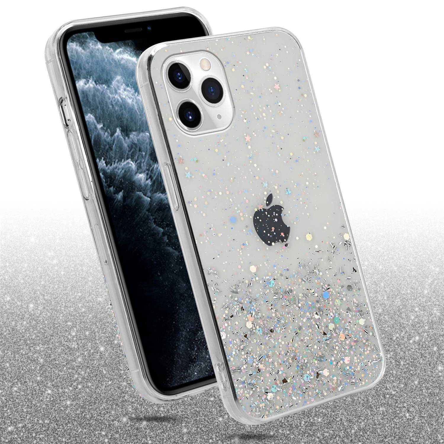 Cadorabo Hülle für Apple iPhone 11 Schutz Hülle in Transparent Handyhülle TPU Etui Glitter Cover Case Glitzer