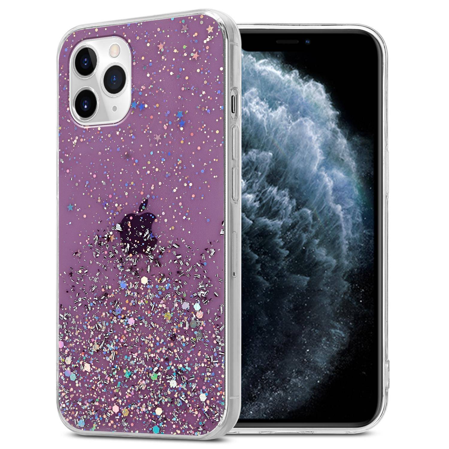 Cadorabo Hülle für Apple iPhone 11 Schutz Hülle in Lila Handyhülle TPU Etui Glitter Cover Case Glitzer