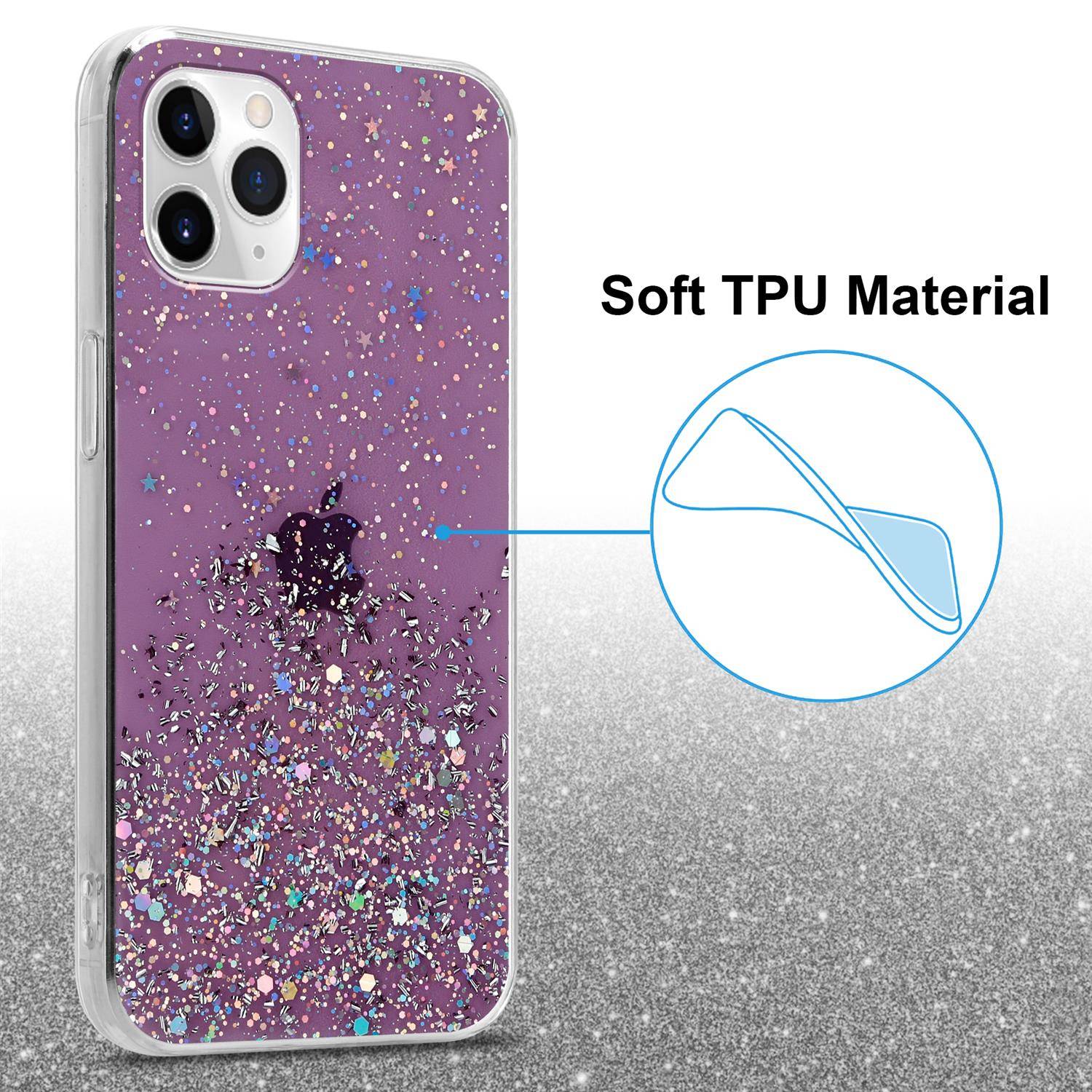 Cadorabo Hülle für Apple iPhone 11 Schutz Hülle in Lila Handyhülle TPU Etui Glitter Cover Case Glitzer