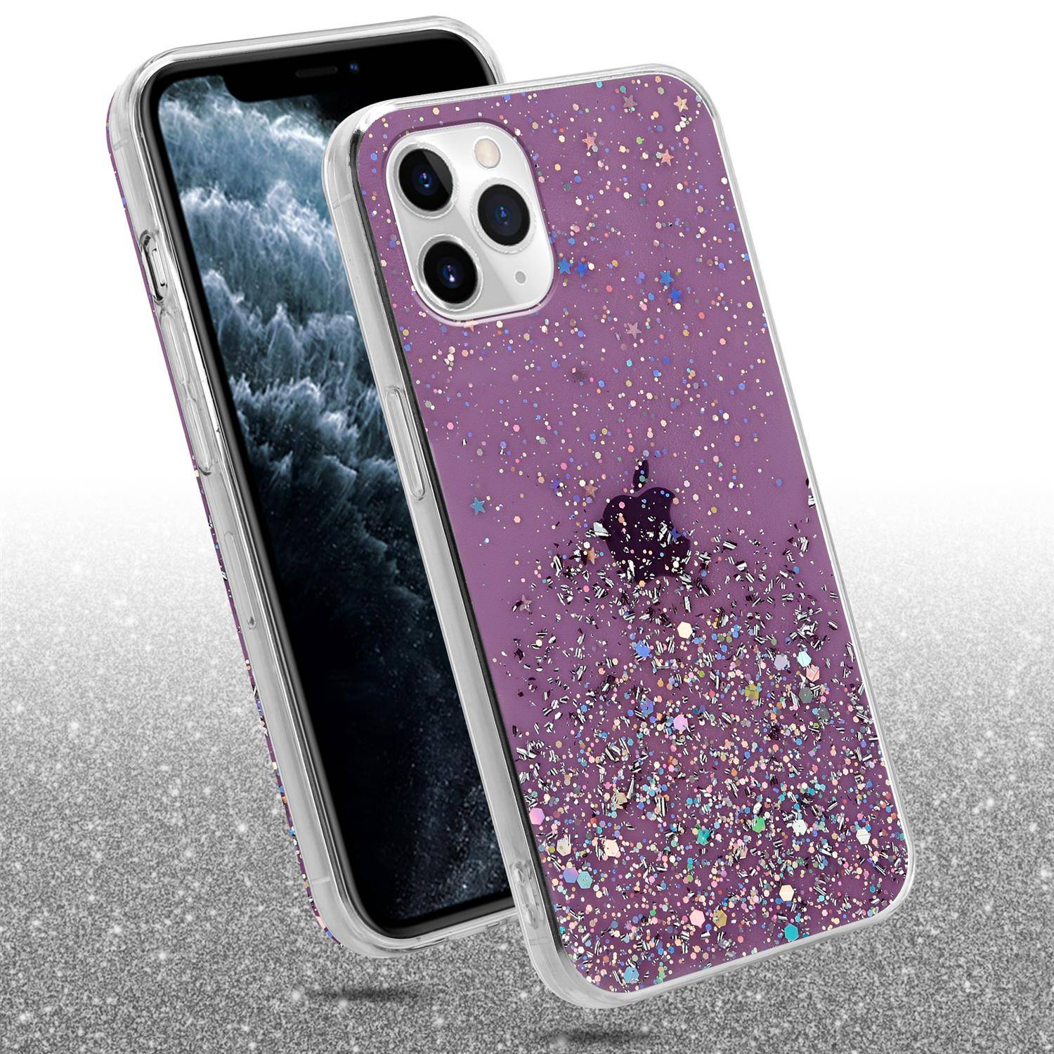 Cadorabo Hülle für Apple iPhone 11 Schutz Hülle in Lila Handyhülle TPU Etui Glitter Cover Case Glitzer