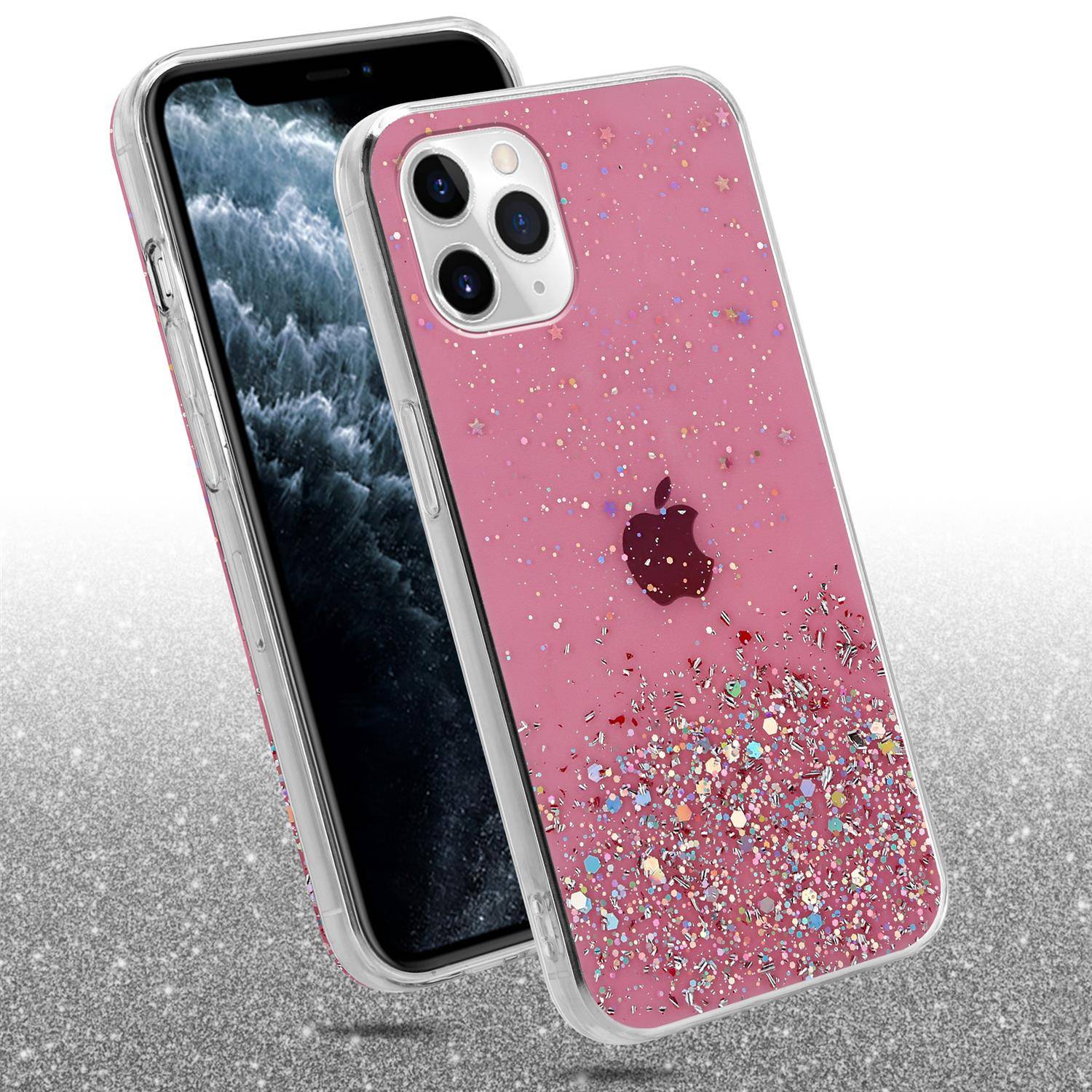 Cadorabo Hülle für Apple iPhone 11 Schutz Hülle in Rosa Handyhülle TPU Etui Glitter Cover Case Glitzer