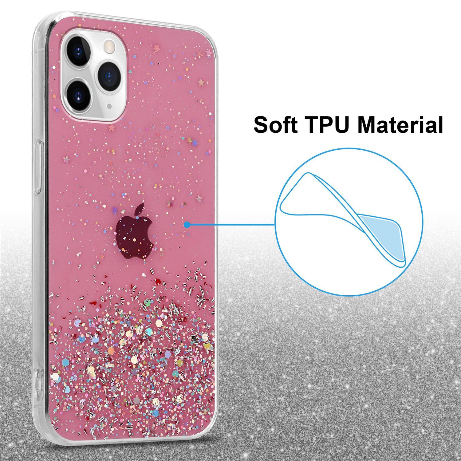 Cadorabo Hülle für Apple iPhone 11 Schutz Hülle in Rosa Handyhülle TPU Etui Glitter Cover Case Glitzer