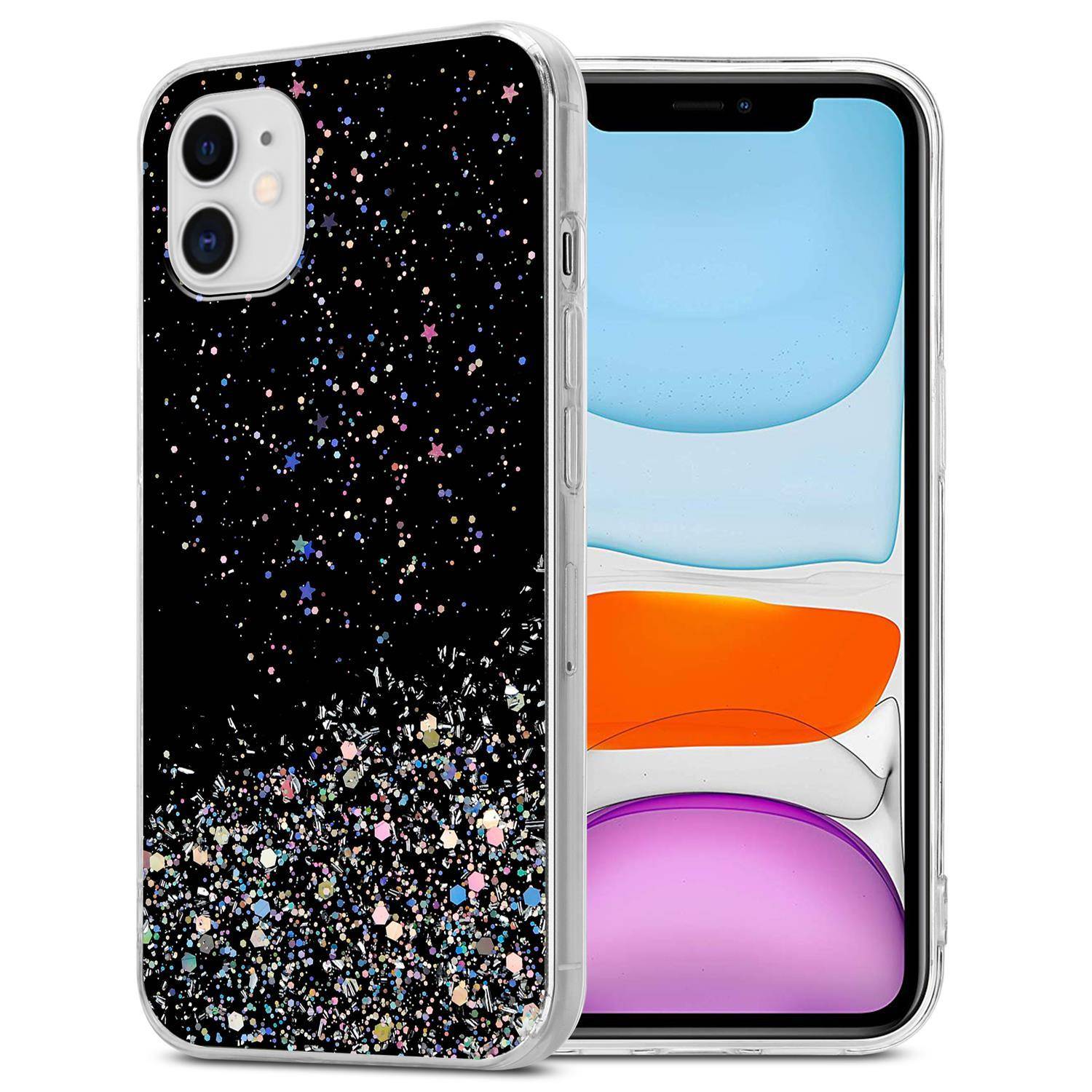 Cadorabo Hülle für Apple iPhone 11 PRO Schutz Hülle in Schwarz Handyhülle TPU Etui Glitter Cover Case Glitzer