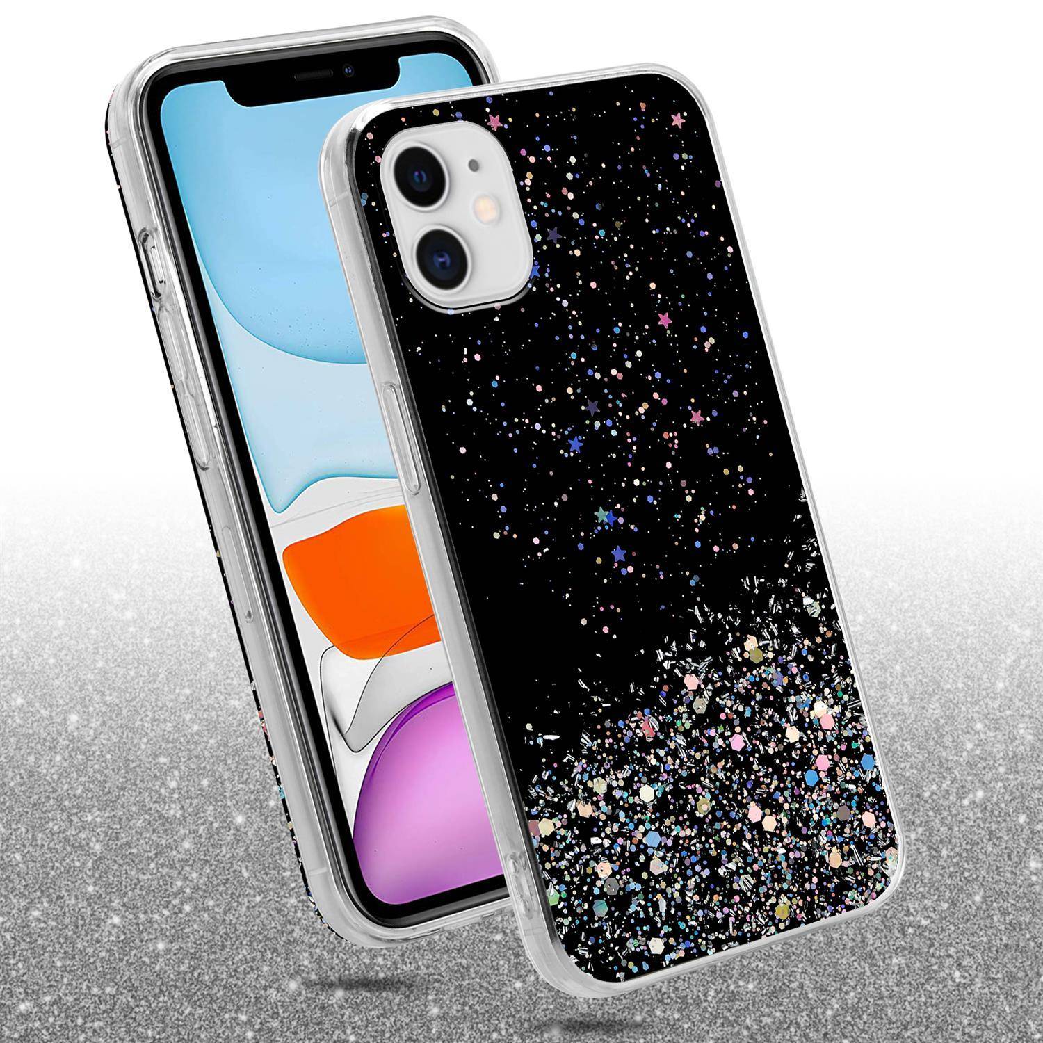 Cadorabo Hülle für Apple iPhone 11 PRO Schutz Hülle in Schwarz Handyhülle TPU Etui Glitter Cover Case Glitzer