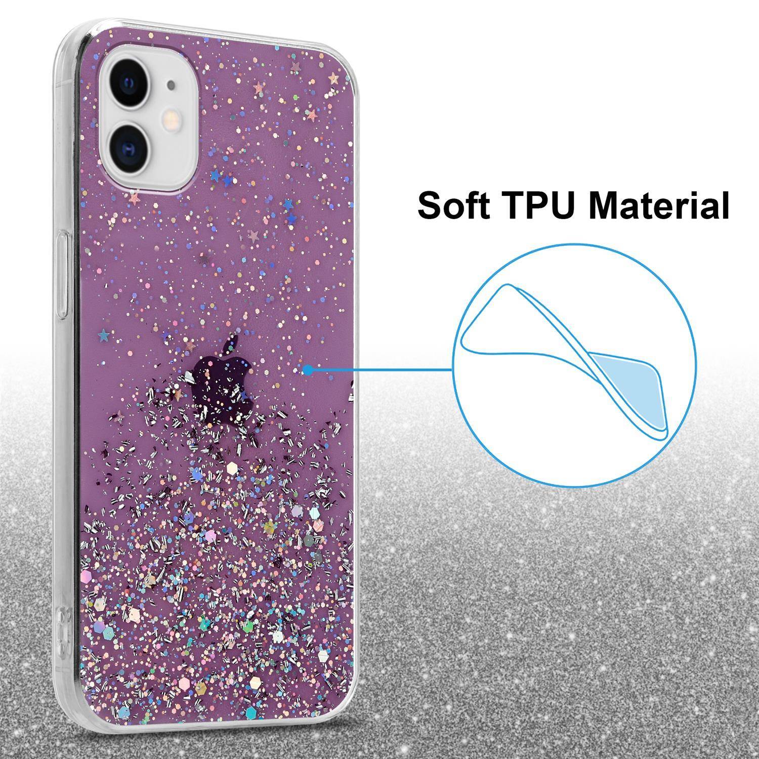 Cadorabo Hülle für Apple iPhone 11 PRO Schutz Hülle in Lila Handyhülle TPU Etui Glitter Cover Case Glitzer