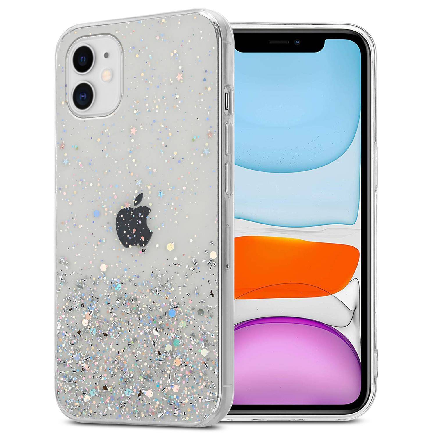 Cadorabo Hülle für Apple iPhone 11 PRO MAX Schutz Hülle in Transparent Handyhülle TPU Etui Glitter Cover Case Glitzer