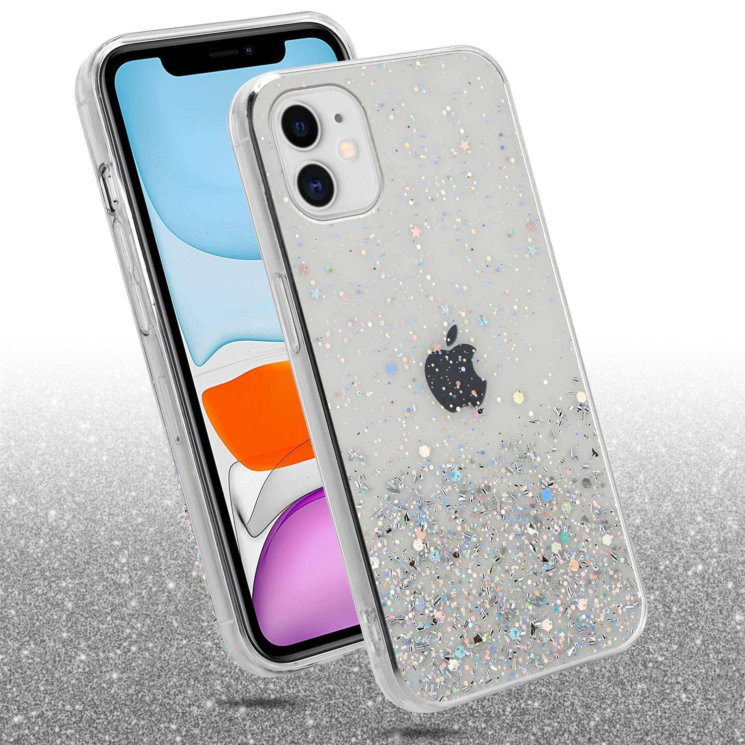 Cadorabo Hülle für Apple iPhone 11 PRO MAX Schutz Hülle in Transparent Handyhülle TPU Etui Glitter Cover Case Glitzer