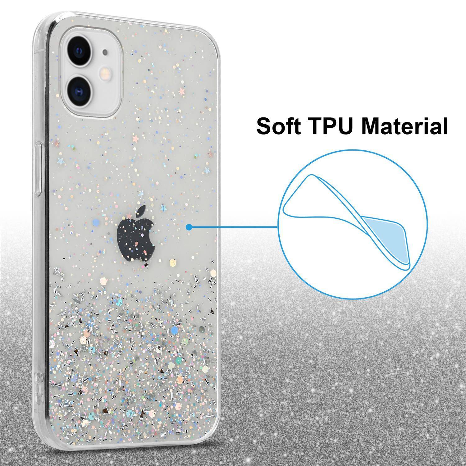 Cadorabo Hülle für Apple iPhone 11 PRO MAX Schutz Hülle in Transparent Handyhülle TPU Etui Glitter Cover Case Glitzer