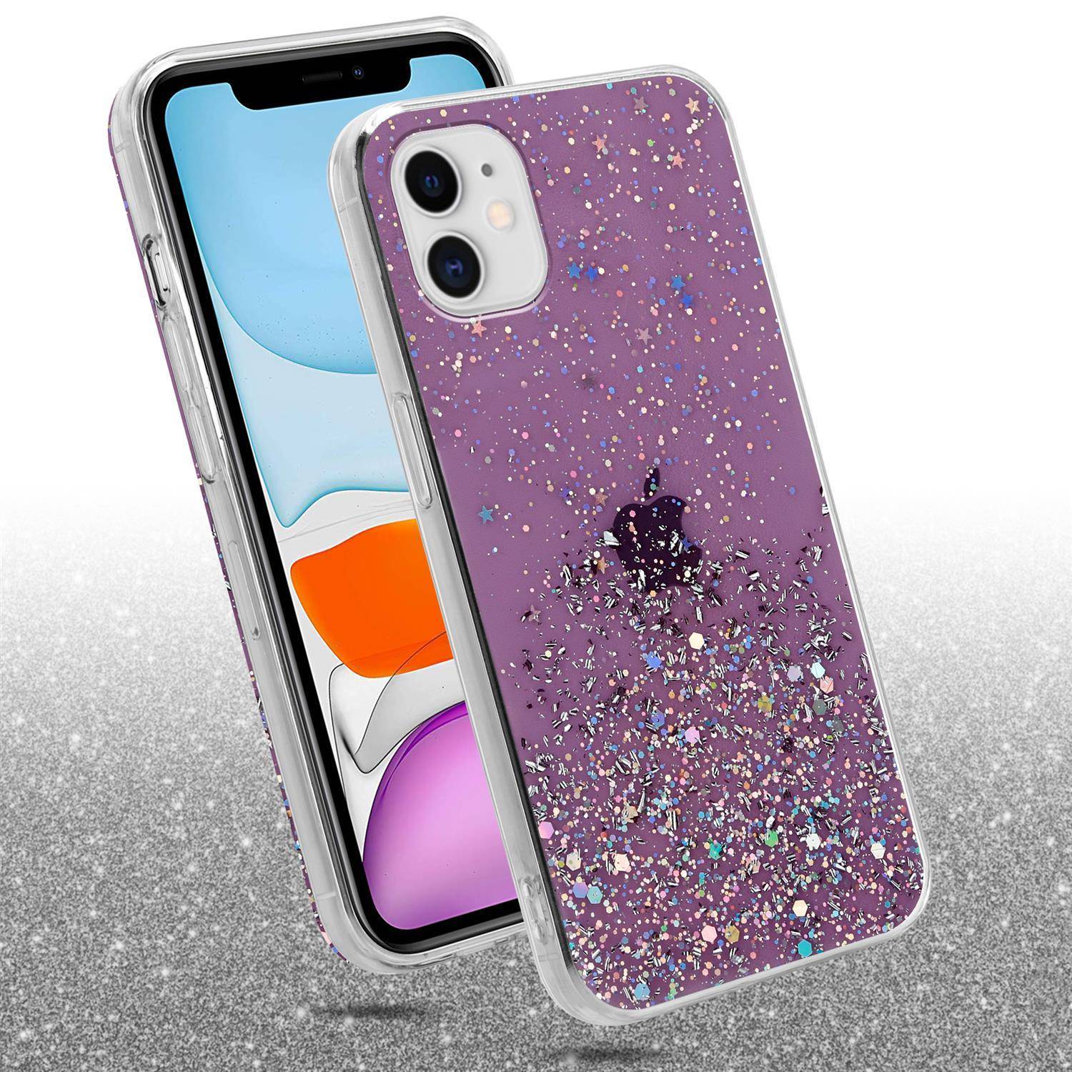 Cadorabo Hülle für Apple iPhone 11 PRO MAX Schutz Hülle in Lila Handyhülle TPU Etui Glitter Cover Case Glitzer