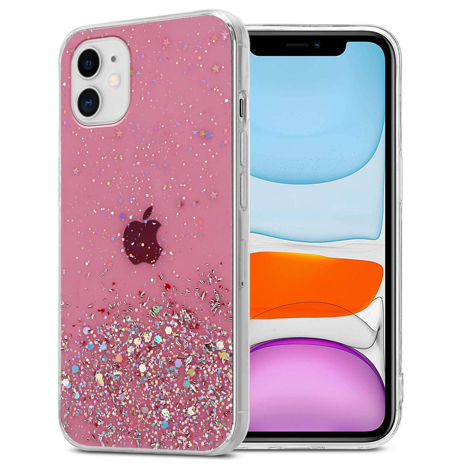 Cadorabo Hülle für Apple iPhone 11 PRO MAX Schutz Hülle in Rosa Handyhülle TPU Etui Glitter Cover Case Glitzer