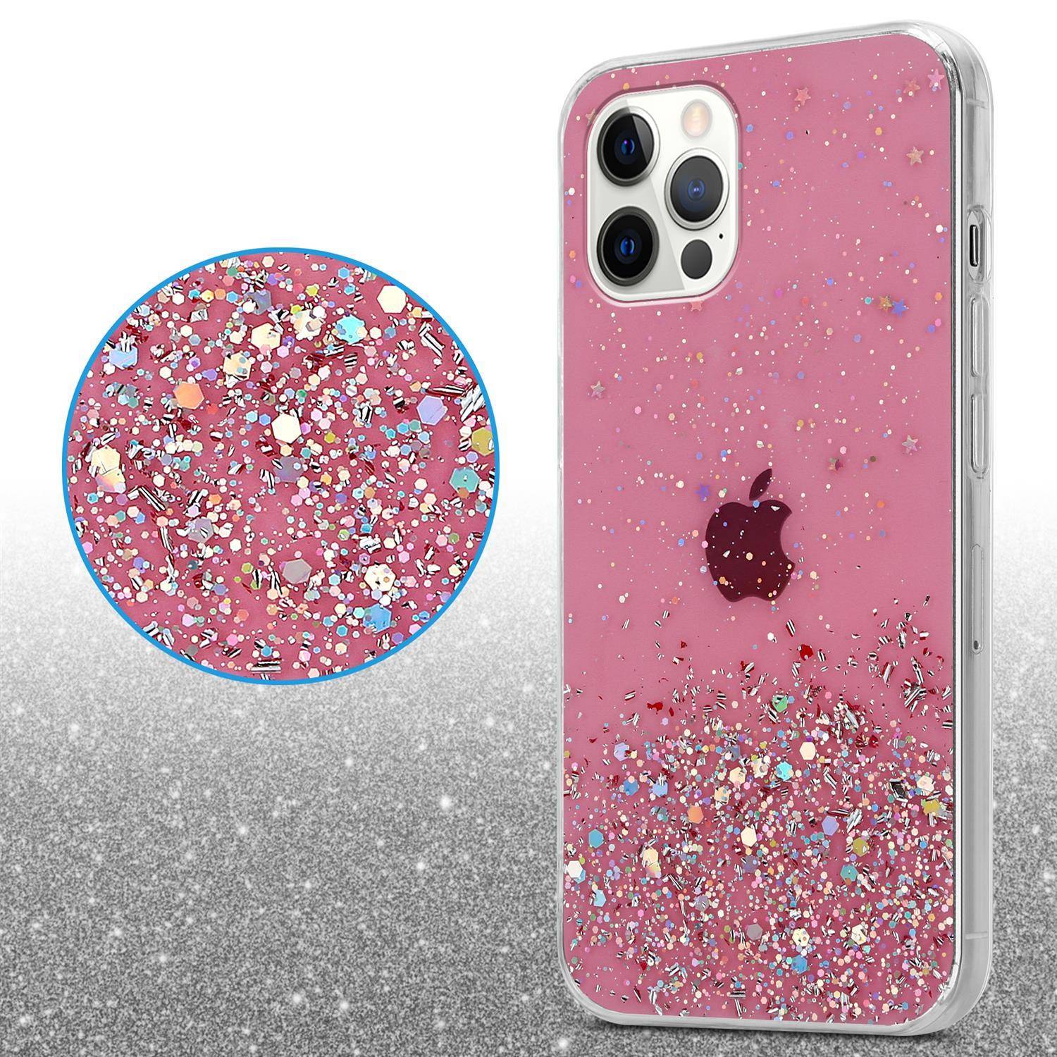 Cadorabo Hülle für Apple iPhone 12 / 12 PRO Schutz Hülle in Rosa Handyhülle TPU Etui Glitter Cover Case Glitzer