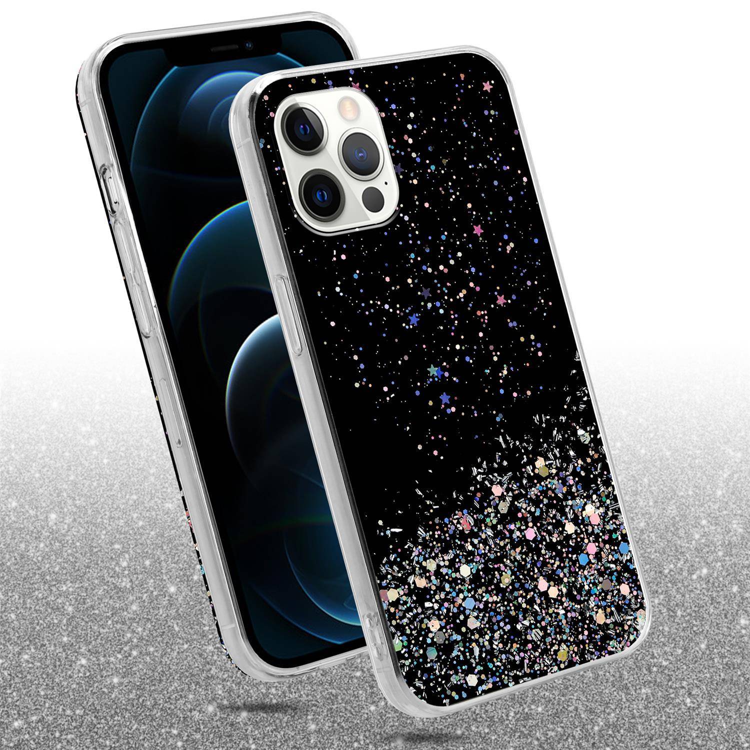 Cadorabo Hülle für Apple iPhone 12 PRO MAX Schutz Hülle in Schwarz Handyhülle TPU Etui Glitter Cover Case Glitzer