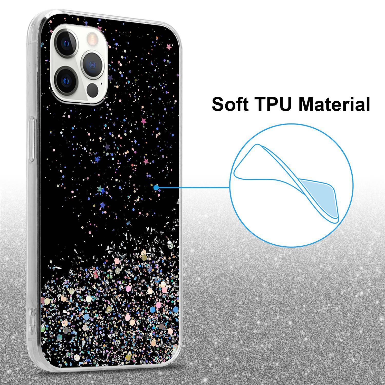 Cadorabo Hülle für Apple iPhone 12 PRO MAX Schutz Hülle in Schwarz Handyhülle TPU Etui Glitter Cover Case Glitzer
