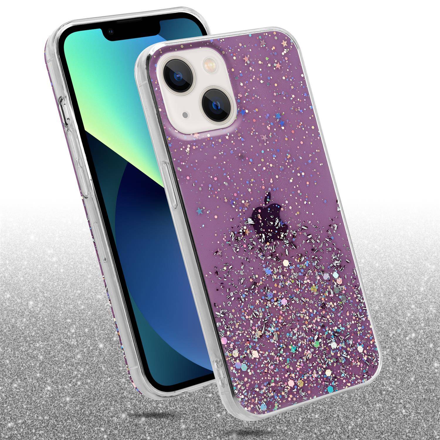 Cadorabo Hülle für Apple iPhone 13 Schutz Hülle in Lila Handyhülle TPU Etui Glitter Cover Case Glitzer